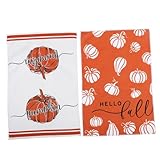 VICASKY 2Stücke Herbstliche Mikrofaser Geschirrtücher Absorbierende Spültücher mit Kürbis Design für Haushalt und Küche Vielseitig Einsetzbar zum Abwischen und Trocknen