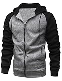 YawYews Sweatjacke Herren Zipper Hoodie Kapuzenjacke Herren Sweatjacke Mit Kapuze Sweatshirt Jacke Reißverschluss Grau 2XL