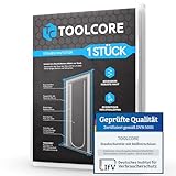 TOOLCORE® Staubschutztür mit Reißverschluss 1,1x2,2m [Extra Stark] Bautüre mit Reißverschluss inkl. Edelstahl Zipper + Easy Comfort Aufhänger - Staubschutzwand, Staubtür, Folientür