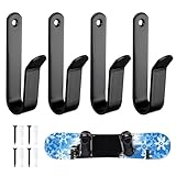 Skateboard Wandhalterung, Snowboards Wandregal Display Rack, Skihalterung Wand, Deck Ski Halterung, Aufbewahrungshaken, für Boards wie Skateboards, Longboards,Wakeboards und Roller Skates, 2 Paar