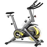 ANCHEER Heimtrainer Fahrrad für zuhause Ergometer Heimtrainer 15kg Schwungrad Heimtrainer Fahrrad 150 kg Belastbar Hometrainer Fahrrad Verstellbare für Kardio Training Zu Hause (Gelb)