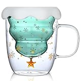 Joymaking Süße Weihnachtstasse Geschenk Glühweintassen Espressotasse Weihnachten Grinch Tasse Doppelwandige Kaffeegläser Teegläser Glühweingläser Weihnachtstassen Groß Weihnachtsgläser Christmas Mug