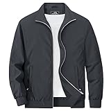 MAGCOMSEN Herren Dünne Blouson Jacke Leicht Frühling Bomberjacke Essentials Lässig Ma-1 Jacke Herren Freizeit Übergangsjacke mit Taschen Winddicht Outdoor Fliegerjacke Dunkelgrau L