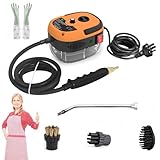 2500W Tragbarer Hochtemperatur-Dampfreiniger mit Druckbeaufschlagung, 3 Bar Mehrzweckdampfreiniger mit 1,2L Tank, 15s Aufheizzeit für Reinigung Von Böden Fliesen Fenstern Sofas Auto(Orange)