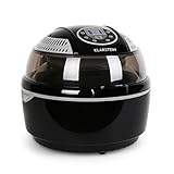 Klarstein VitAir Heißluftfritteuse Fritteuse, 1400 Watt, fett-frei Frittieren + Backen + Grillen + Rösten, Halogen-Infrarot-Heizelement, Automatik, Antihaft-Beschichtung, schwarz