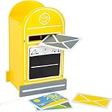 Small Foot Briefkasten aus Holz, inkl. Postkarten und Kreide, Rollenspielzeug für Kinder ab 3 Jahren, 11188 Spielzeug, Mehrfarbig