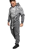 Amaci&Sons Herren Norweger Overall Jumpsuit Onesie Jogging Sportanzug Trainingsanzug Jogginganzug 3009 Anthrazit XL