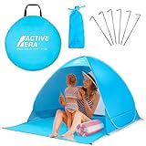 Active Era Pop Up Strandmuschel mit UV Schutz, UPF 50+ Strandzelt, Windschutz Strand, Zelt für 2-3 Personen inkl. Tragetasche und Heringe - Blau