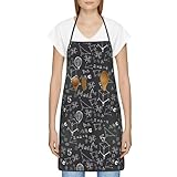 Xiso Ver Schulschürze, handgezeichnete Zeichnungen, Küche, Kochschürze, verstellbar, professionelle Schürze mit Taschen, wasser- und ölbeständig