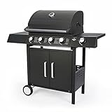 Gasgrill 'SAN ANGELO 4+1' von El Fuego® | 4 Hauptbrenner + 1 Seitenbrenner | Edelstahl, inkl. Gasschlauch und Druckminderer | Grill Smoker Grillwagen BBQ | AY 582