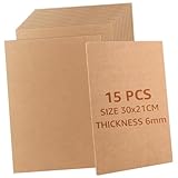 JMIATRY 15 Stück MDF Holzplatten zum Basteln, 30x21CM MDF Platten, 6mm Mittlere Dichte Fiberboard Holz Blatt für Laser, Laubsäge, CNC Router, Modellierung