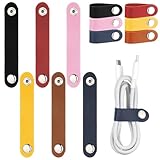 12 Stück Kabelorganisator, Vielseitiger Leder Kabelorganisator, Tragbarer Ohrhörer Kabelhalter für Kabelbinder Stromkabel Ohrhörer USB Halter