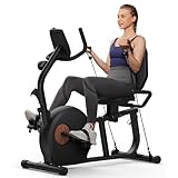 MERACH Liegeergometer für Zuhause mit 8 Verstellbaren Widerstandsstufen, Exklusiver App-Konnektivität, LCD-Display, Herzfrequenzsensoren und Verstellbarer Rückenlehne