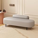 Bettbank, Kunstleder-Ottomane mit Metallbeinen, Schuhregal für Eingangsbereich, Flur, Schlafzimmer, Wohnzimmer, trägt bis zu 150 kg