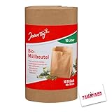 Jeden Tag Papier Bio-Müllbeutel (36 x 36 cm) 10 stk. 10L | Reißfester Spezialpapier, dichter Falzboden | Küche Lebensmittel Abfallbeutel, Biomüll Abfalltüte Küche, Büro, Wohnzimmer (10er Karton Pack)