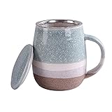 YDoLimmer Teetrennung Keramikbecher mit großer Kapazität, Teetasse mit Filter und Keramikabdeckung, große Bauchschale, 350 ml, ist ein idealer Teezubereiter (Blau)