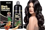 Haarshampoo Schwarze, 500ML Haarfarbe Schwarz, Sofort-Haarfarben-Shampoo, Black Hair Color Shampoo 3 in 1, Haarfärbeshampoo, farbshampoo Black Hair Dye Shampoo für Gegen Graue Haare Männer Frauen