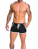 Alivebody Herren Gittergewebe Sportlich Kurze Hose zum Laufen Trainieren Schwimmen Fitness Hosen Color Black Size M