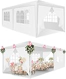HOTEEL Pavillon 3x6 mit Fenstern & abnehmbaren Seitenwänden, Partyzelt 3x6 UV-Schutz, für Garten Gartenpavillon Hochzeit kommerzielle Aktivitäten, inkl. Heringe, weiß Upgrade 3.0