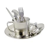 TOYANDONA 1 Satz Edelstahl -kochgeschirrset Camping -geräte Campingkochgeschirr Tragbar Klein Handhaben Camping -kochutensilien Campingvorräte Camping-kochgeschirr Silver