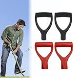 D-förmiger Griff aus Kunststoff, Ersatz-Schaufelgriff für Garten, Schneeräumung, Graben, Rechen, Werkzeug (rot, 2 Stück)