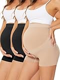 Diawsome Nahtlose Damen-Unterhose für Schwangerschaft, hohe Taille, Shapewear für Bauchunterstützung, 2 Schwarz + 1 Nude, XXL