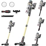 Linkifly Akku Staubsauger, 48000pa/550W/70Mins Staubsauger Kabellos mit Anti-Tangle-Bürste und bürstenlosen Motor, Akkustaubsauger mit Selbststehende, LED Touchscreen, Für Hartböden Teppich Tierhaare