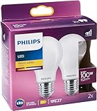 Philips LED Classic E27 Filament Lampen (100 W), matte LED Lampen mit warmweißem Licht, energiesparende LED Beleuchtung mit langer Nutzlebensdauer