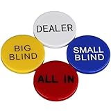 Ericetion 4 Stück Texas Poker Chip Round Chip Small Blind Big Blind Dealer Münzknöpfe Spielzubehör Wasserdicht