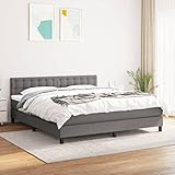 OHOOWOO Boxspringbett mit Matratze Dunkelgrau 160x200 cm Stoff,Hochwertiges Boxspringbett für optimalen Schlafkomfort