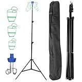 IV-Ständer mit 4 Haken und 3 Netzbeuteln, zusammenklappbares Stativ für intravenöse infusionsständer, tragbarer mobiler Infusionsflaschenständer