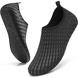 Sixspace Badeschuhe Damen Herren Wasserschuhe Schnell Trocknend Schwimmschuhe Strandschuhe Aquaschuhe Surfschuhe Leicht Neoprenschuhe (Schwarz,45 EU)