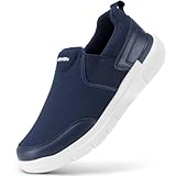 FitVille Slip On Sneaker Herren Extra Weite Turnschuhe rutschfest Walkingschuhe Breit Outdoor Schuhe Bequem Leichte Atmungsaktive Freizeitschuhe für Plantarfasziitis Mitternachtsblau 44.5 EU X-Weit