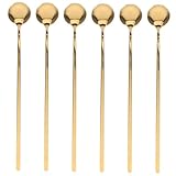 MAGICLULU 6 Stück Teiliges Kaffeelöffel aus Edelstahl mit Langem Griff Vielseitige Rührlöffel für Kaffee Smoothies Eistee und Desserts Langlebig und Spülmaschinenfest für Zuhause