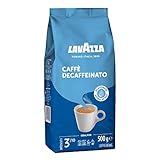 Lavazza, Caffè Decaffeinato, Entkoffeinierte Arabica und Robusta Kaffeebohnen, Kaffee mit Mandel- und Honigaroma, Intensität 3/10, Mittlere Röstung, 500 g