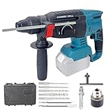 2,6 J Akku Bohrhammer Kompatibel mit Makita 18V, Akku Schlagbohrmaschine mit 5 Bohrern (6/8/10/12/14 mm), Akku-Schlagbohrschrauber mit Anti-Vibrationsgriff für Beton/Mauerwerk/Holz (ohne Akkus)