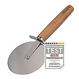 Fackelmann Pizzaschneider XXL für Pizza und Flammkuchen – Pizzarad mit scharfer Edelstahlklinge – Pizzaroller mit ergonomischem Griff aus Buchenholz – ca. 23 cm