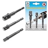 BGS Diy 8204 | Adapter-Satz für Bohrmaschinen | 6,3 mm (1/4') | 6,3 mm (1/4') / 10 mm (3/8') / 12,5 mm (1/2') | 3-tlg.