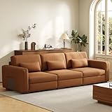 KAANAA Big Sofa 276 * 98 * 90cm in Lederoptik, Bequeme 3-Sitzer-Sofa mit Weicher Polsterung und Armlehnen,viele Kissen，Morden Couch für Wohnzimmer, Büro (3-Sitzer)
