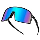 Fahrradbrille Sonnenbrille Herren Polarisierte Sportbrille UV400 Schutzbrille für Reiten Ski Laufen Sport im Freien Blau