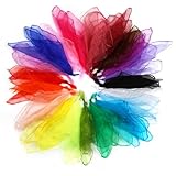 Hopton 20 Stück Jongliertücher, Chiffontücher für Tanzen, 60 x 60 cm Bunte Seidentücher, Bunte Tücher für Kindergarten Kindershow Sensorisches Jonglieren Tanzen