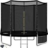 TRIUMPHKEY Trampolin Outdoor Kinder Ø 228cm, mit GS TÜV Zertifizierung – Gartentrampolin mit Sicherheitsnetz, Leiter & Randabdeckung – Kindertrampolin Indoor & Outdoor – Belastbarkeit 50 kg – Schwarz