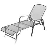 Ziaphsol Sonnenliege Stahl Anthrazit, 5-Fach verstellbar, 120 kg Tragkraft, Gitterdesign, Metall-Gartenliege für Pool, Terrasse, Garten, witterungsbeständig, rostfrei