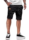 JMIERR Kurze Hosen Herren Shorts Herren Sommer Chino Baumwolle Elastische Taille mit Taschen Schwarz L