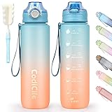 CodiCile Sport Trinkflasche 1L, BPA freie Tritan Wasserflasche mit Verschlussdeckel und auslaufsicher, geeignet für Fitnessstudio, Schule, Radfahren, Outdoor, Sport, Fitness und Büro.