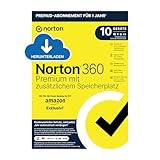 Norton 360 Premium mit extragroßer Backup-Kapazität – Amazon Exklusiv* 75GB zusätzlicher Cloud-Backup Speicher. Antivirus Software für 10 Geräte und einem Jahr Laufzeit