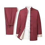 PTATT Tai Chi Uniform 3 -teiliges Set - Qi Gong Martial Arts Flügel Chun Shaolin Kung Fu Hemd Training Tücher Kleidung Kleidung red-S