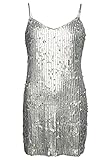 Superdry Damen Glitzerndes Minikleid mit Pailletten Pailletten In Mattem Silber 42