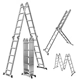 𝐂𝐑𝐀𝐅𝐓𝐅𝐔𝐋𝐋 Aluminium Mehrzweckleiter CF-104A | 𝟑 𝐉𝐀𝐇𝐑𝐄 𝐆𝐀𝐑𝐀𝐍𝐓𝐈𝐄 - 6in1 Multifunktionsleiter - 20 Sprossen - 576 cm Leiter - Gelenkleiter - Leitergerüst (Silber 4x5 Sprossen)