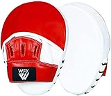 WFX Boxpratzen aus Leder mit Haken und Jab Boxsack, Zieltraining, gebogene Schlagschutz-Hand, Muay Thai-Pad, MMA Kampfsport-Handschuhe (rot)